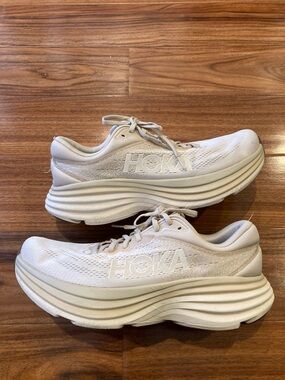 Hoka Women's Cream-White Athletic Running Shoes
